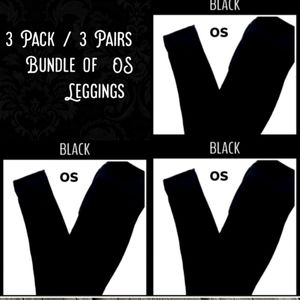 New 3 Pairs New LuLaroe Solid Black Leggings OS